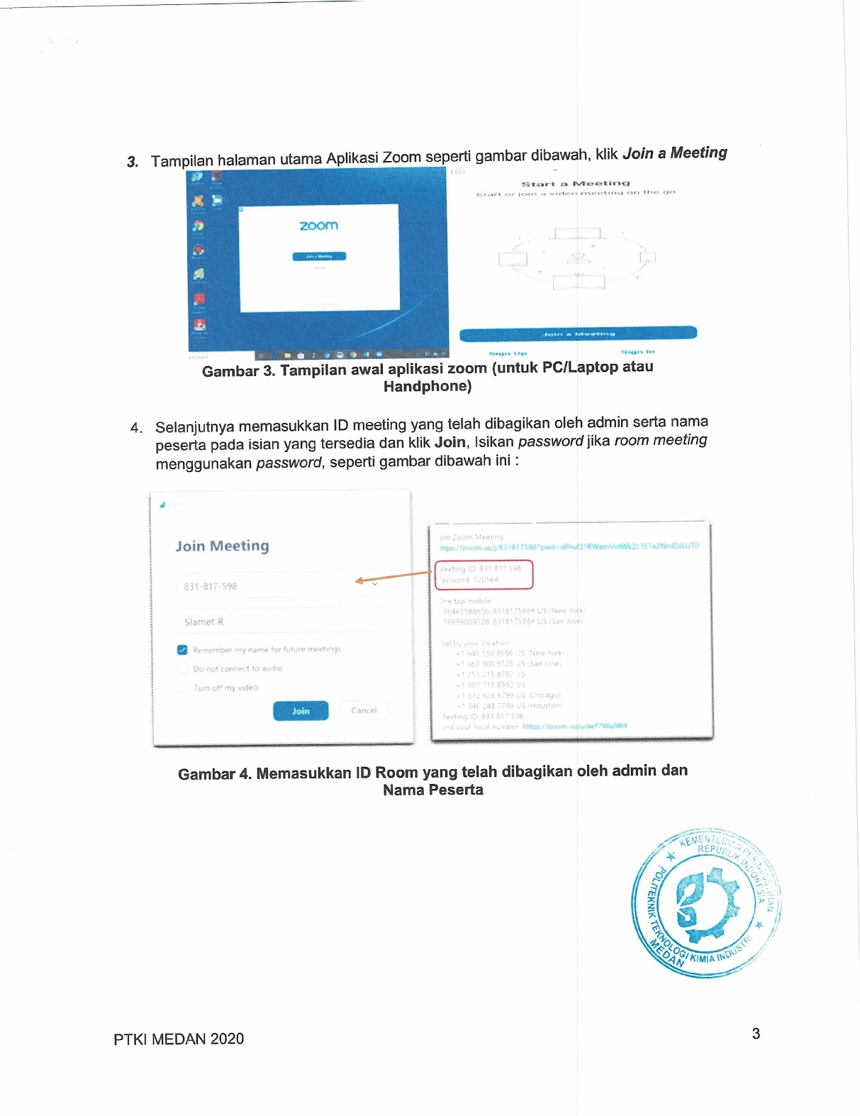 Pengumuman Panduan Orientasi Online (PKKMB) PTKI Medan dan Manual Book Zoom5